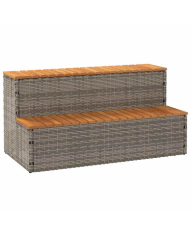  Marche bain remous gris 100x50x50,5 cm polyrotin acacia massif | Mobilier & Déco