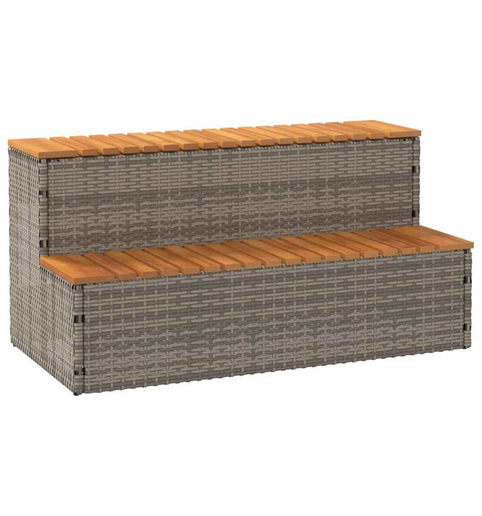 Marche bain remous gris 100x50x50,5 cm polyrotin acacia massif | Mobilier & Déco