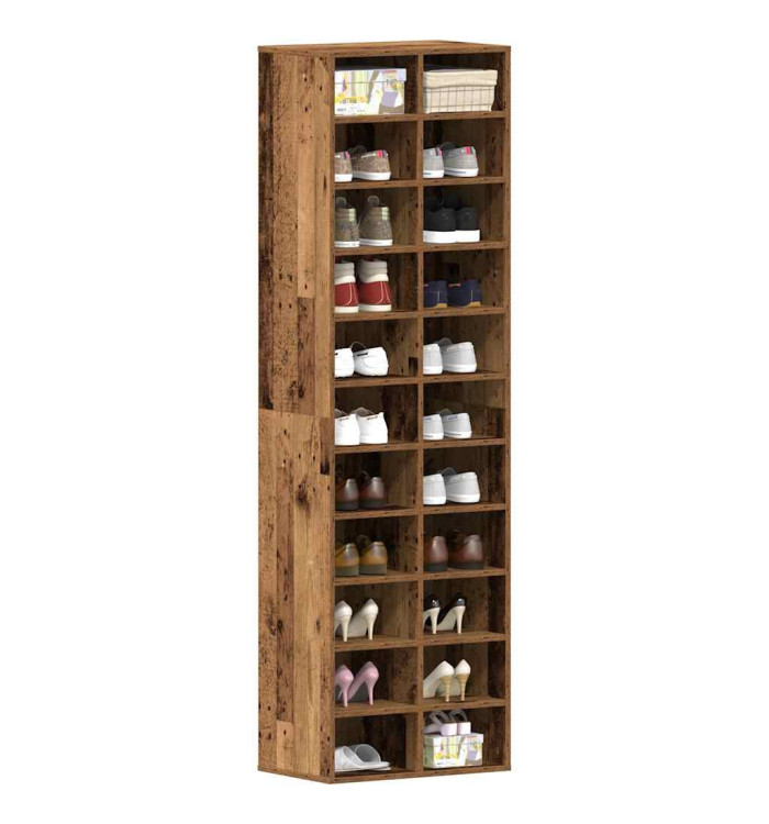 Armoire à chaussures vieux bois 54x34x183 cm bois ingénierie | Mobilier & Déco