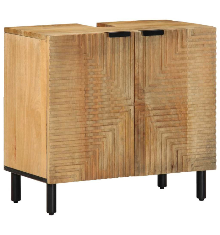 Armoire lavabo de salle de bain marron bois massif de manguier | Mobilier & Déco