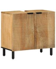 Armoire lavabo de salle de bain marron bois massif de manguier | Mobilier & Déco