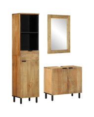 Ensemble de meubles de salle de bain 3 pcs marron | Mobilier & Déco