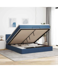  Cadre de lit ottoman avec matelas bleu 160x200 cm tissu | Mobilier & Déco