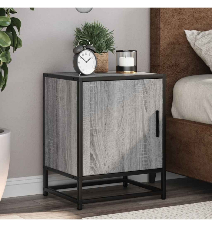 Tables de chevet 2 pcs sonoma gris bois d'ingénierie et métal | Mobilier & Déco