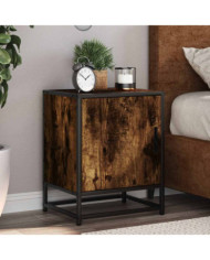 Tables de chevet 2 pcs chêne fumé bois d'ingénierie et métal | Mobilier & Déco