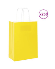 Sacs en papier 250 pcs avec poignées jaune 15x8x21 cm | Mobilier & Déco