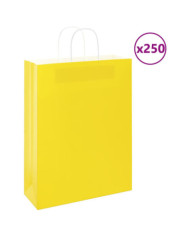 Sacs en papier 250 pcs avec poignées jaune 32x12x42 cm | Mobilier & Déco