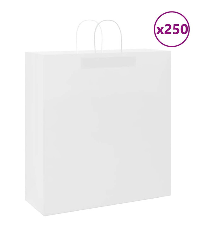 Sacs en papier 250 pcs avec poignées blanc 45x17x48 cm | Mobilier & Déco