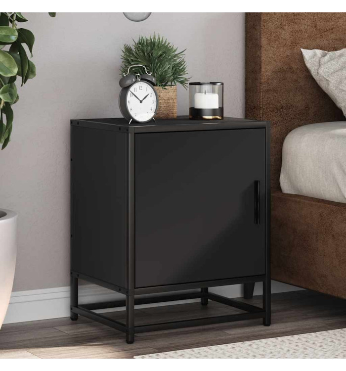 Table de chevet noir 40x31x50 cm bois d'ingénierie et métal | Mobilier & Déco