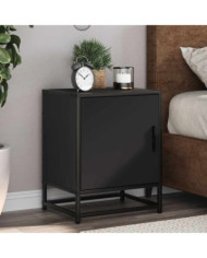 Table de chevet noir 40x31x50 cm bois d'ingénierie et métal | Mobilier & Déco
