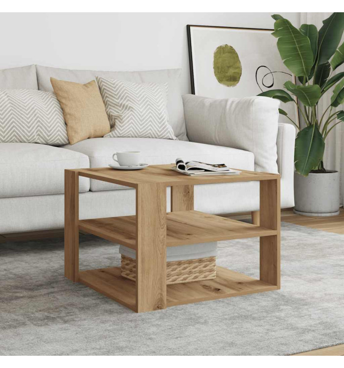 Table basse chêne artisanal 58x58x40 cm bois d'ingénierie | Mobilier & Déco