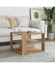 Table basse chêne artisanal 58x58x40 cm bois d'ingénierie | Mobilier & Déco