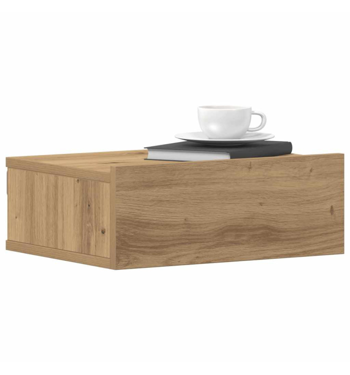 Table de chevet flottante chêne artisanal bois d'ingénierie | Mobilier & Déco