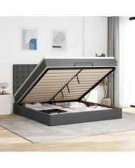  Cadre de lit ottoman avec matelas gris foncé 180x200 cm tissu | Mobilier & Déco