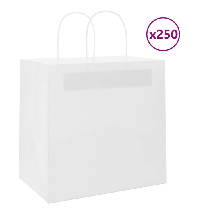 Sacs en papier 50 pcs avec poignées blanc 26x17x25 cm | Mobilier & Déco
