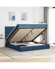  Cadre de lit ottoman avec matelas bleu 180x200 cm tissu | Mobilier & Déco