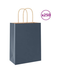 Sacs en papier 250 pcs avec poignées bleu 21x11x28 cm | Mobilier & Déco
