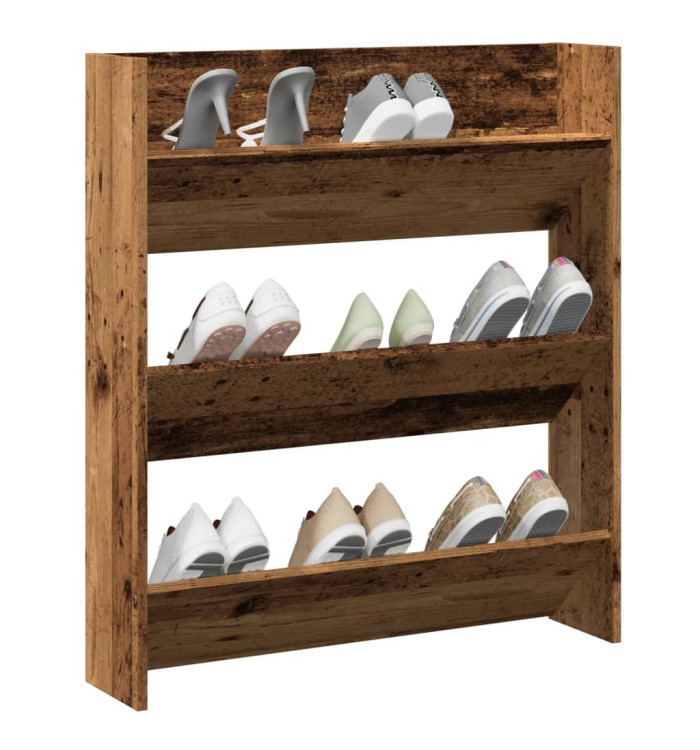 Armoire à chaussures murale vieux bois 80x18x90 cm | Mobilier & Déco