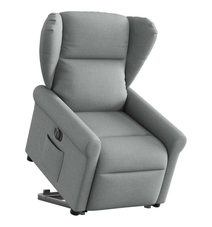 Fauteuil inclinable électrique gris clair tissu | Mobilier & Déco