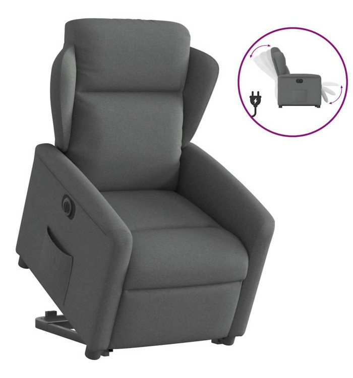 Fauteuil inclinable électrique gris foncé tissu | Mobilier & Déco