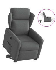 Fauteuil inclinable électrique gris foncé tissu | Mobilier & Déco