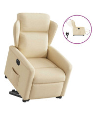 Fauteuil inclinable électrique crème tissu | Mobilier & Déco