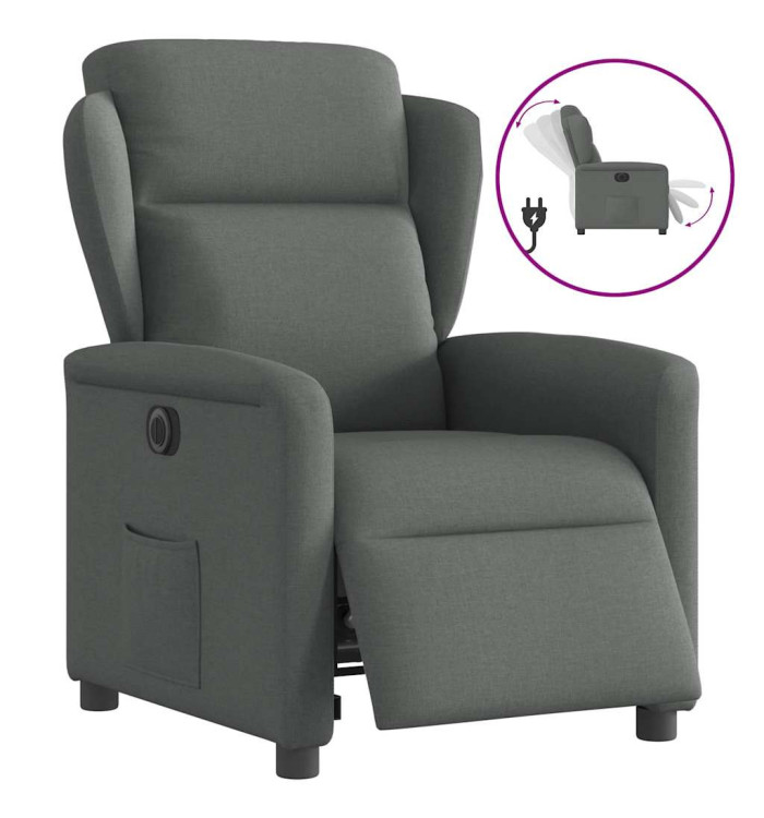 Fauteuil inclinable électrique Gris foncé Tissu | Mobilier & Déco