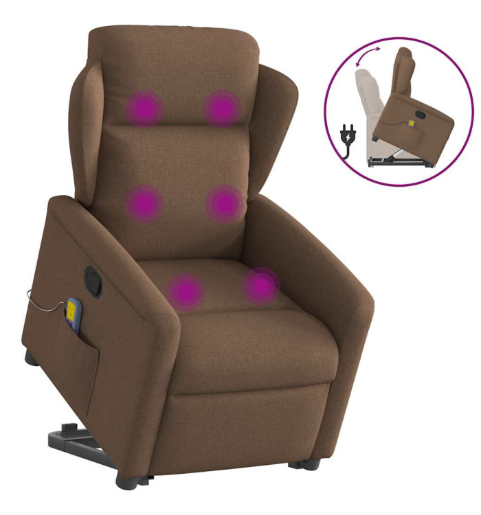 Fauteuil de massage inclinable Marron Tissu | Mobilier & Déco