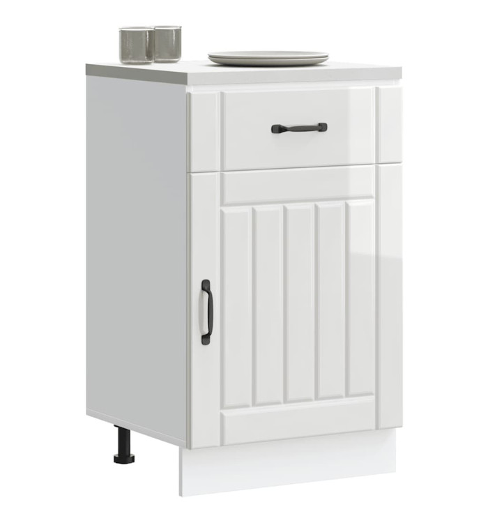 Armoire de cuisine Lucca blanc brillant bois ingénierie | Mobilier & Déco