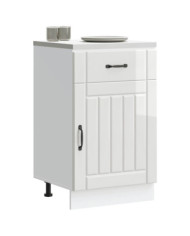 Armoire de cuisine Lucca blanc brillant bois ingénierie | Mobilier & Déco