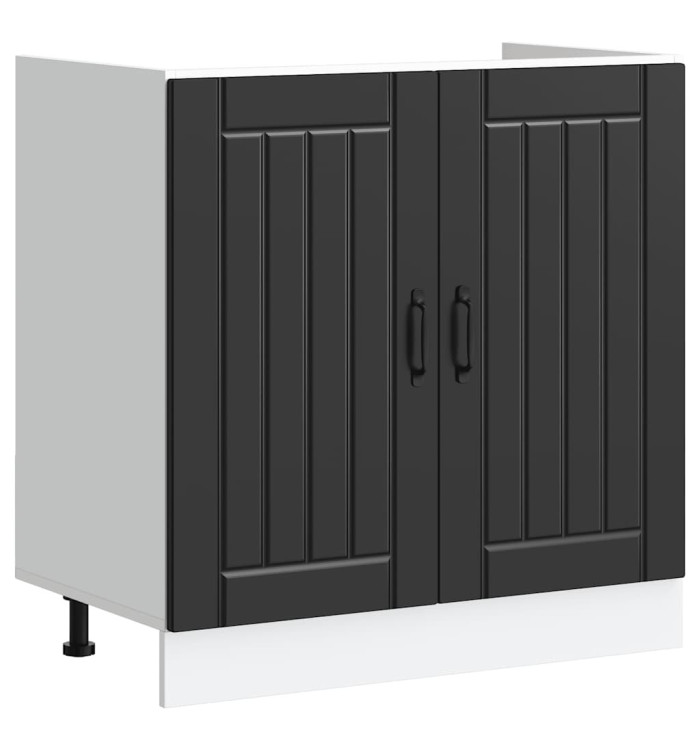 Meuble de base de lavabo Lucca noir bois d'ingénierie | Mobilier & Déco