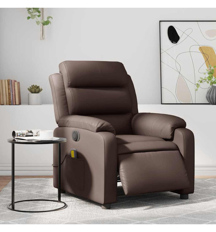 Fauteuil de massage inclinable électrique marron similicuir | Mobilier & Déco