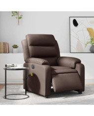Fauteuil de massage inclinable électrique marron similicuir | Mobilier & Déco