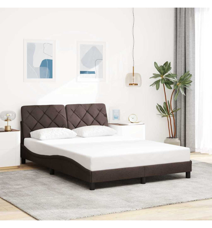 Cadre de lit sans matelas marron foncé 140x200 cm tissu | Mobilier & Déco