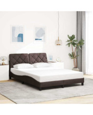 Cadre de lit sans matelas marron foncé 140x200 cm tissu | Mobilier & Déco