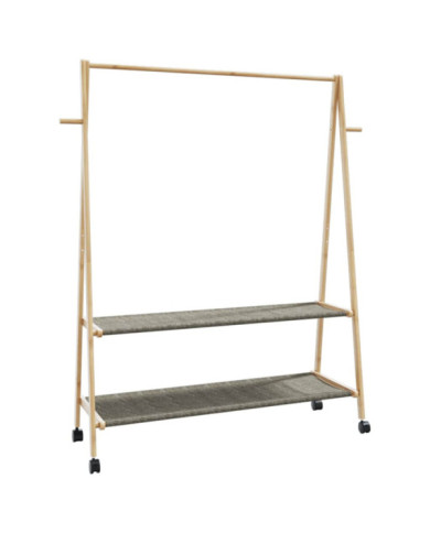 Porte-vêtements et étagères roulettes 132x45,5x155,5cm bambou | Mobilier & Déco