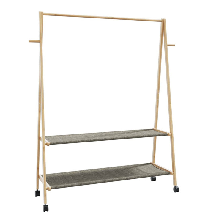 Porte-vêtements et étagères roulettes 132x45,5x155,5cm bambou | Mobilier & Déco