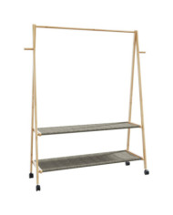 Porte-vêtements et étagères roulettes 132x45,5x155,5cm bambou | Mobilier & Déco