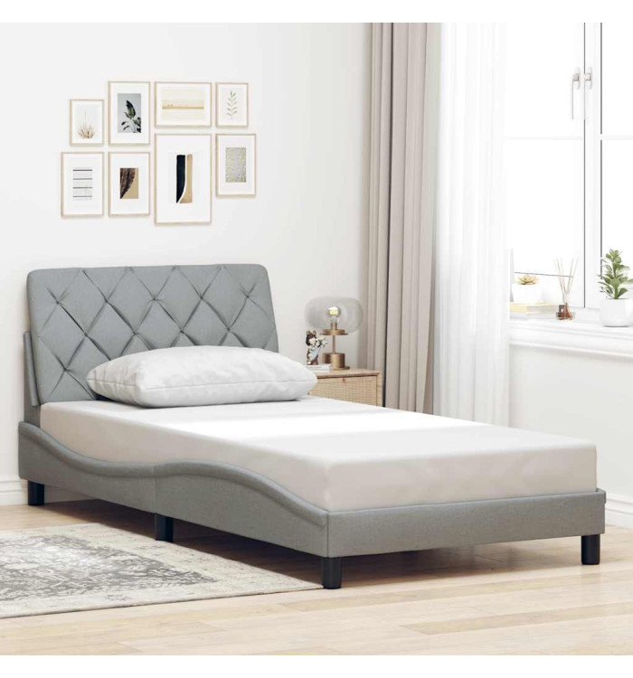 Cadre de lit sans matelas gris clair 100x200 cm tissu | Mobilier & Déco