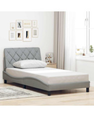 Cadre de lit sans matelas gris clair 100x200 cm tissu | Mobilier & Déco