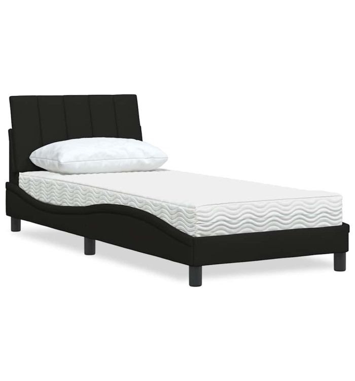 Lit avec matelas noir 80x200 cm tissu | Mobilier & Déco
