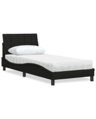 Lit avec matelas noir 80x200 cm tissu | Mobilier & Déco