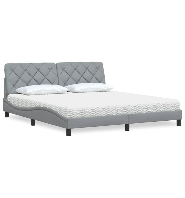 Lit avec matelas gris clair 180x200 cm tissu | Mobilier & Déco