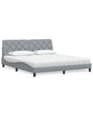 Lit avec matelas gris clair 180x200 cm tissu | Mobilier & Déco
