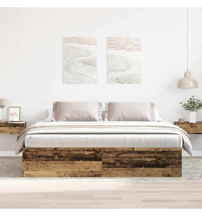 Cadre de lit sans matelas vieux bois 180x200 cm bois ingénierie | Mobilier & Déco