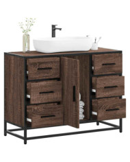 Armoire lavabo de salle de bain chêne marron bois d'ingénierie | Mobilier & Déco
