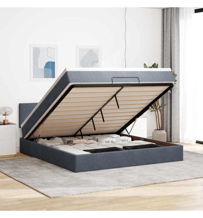  Cadre de lit ottoman avec matelas gris foncé 180x200 cm velours | Mobilier & Déco