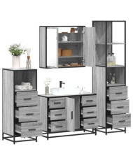 Ensemble de meubles de salle de bain 4 pcs sonoma gris | Mobilier & Déco