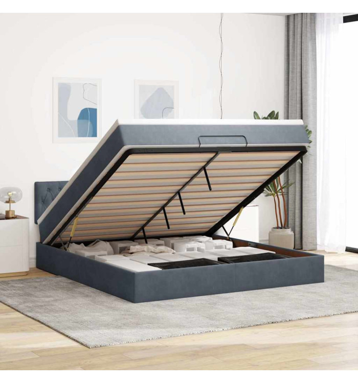  Cadre de lit ottoman avec matelas gris foncé 180x200 cm velours | Mobilier & Déco
