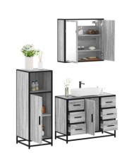 Ensemble de meubles de salle de bain 3 pcs Sonoma gris | Mobilier & Déco